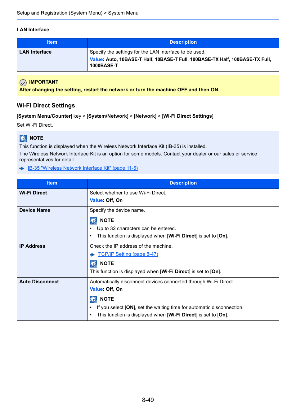 Wi-fi direct settings | Kyocera Taskalfa 3511i User Manual | Page 403 / 610