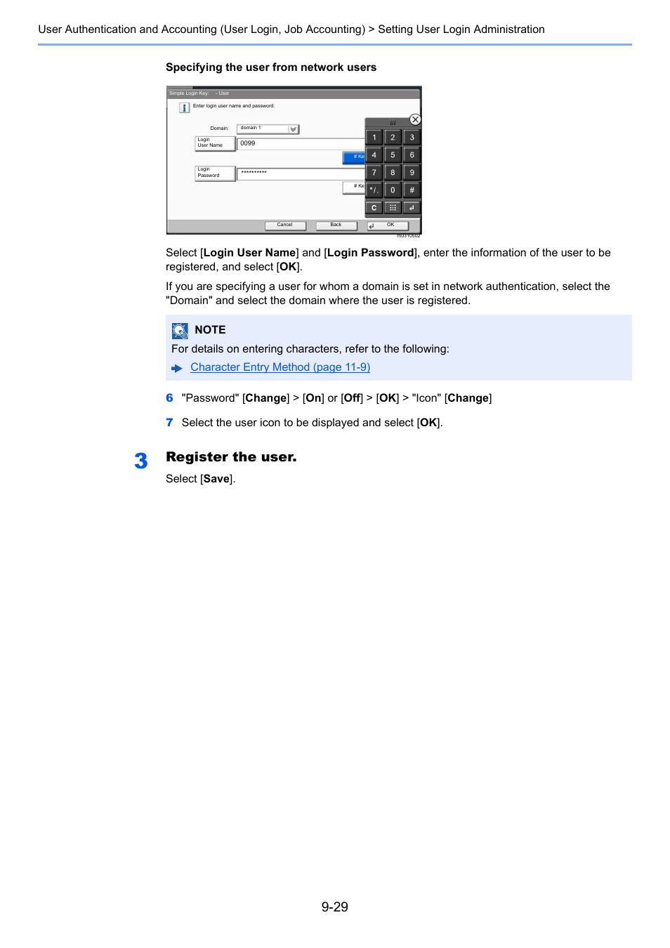 Register the user | Kyocera Taskalfa 3511i User Manual | Page 457 / 610