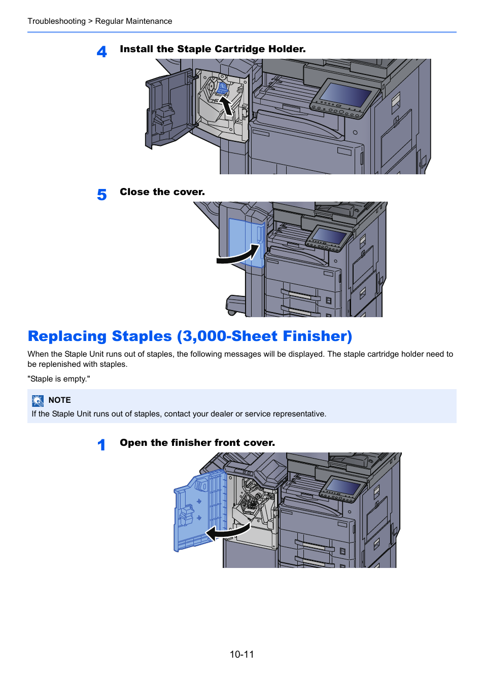 Replacing staples (3,000-sheet finisher), Replacing staples (3,000-sheet finisher) -11 | Kyocera Taskalfa 3511i User Manual | Page 492 / 610