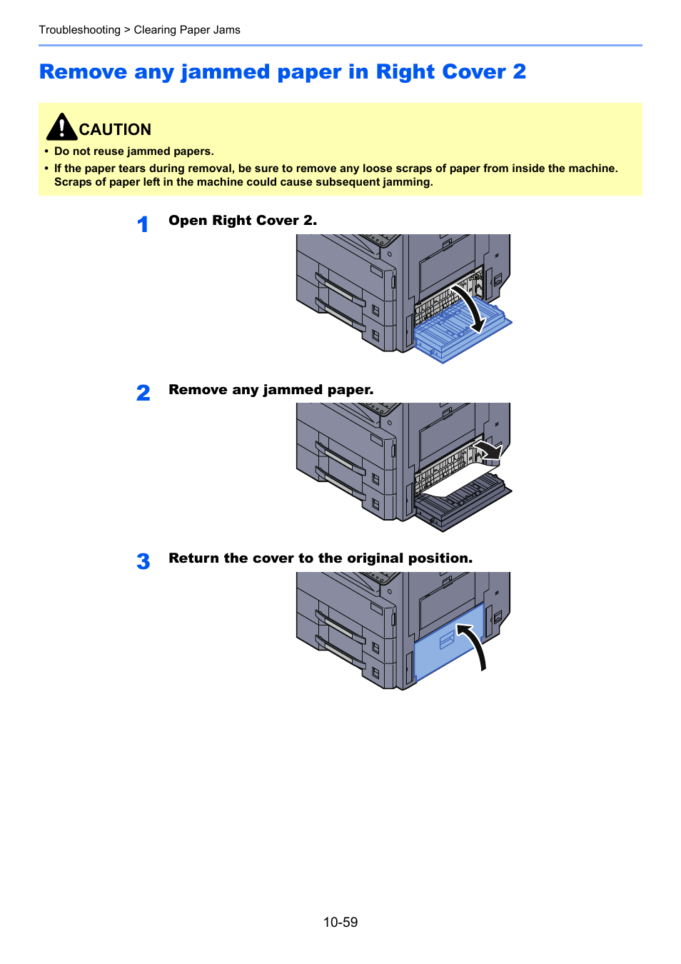 Remove any jammed paper in right cover 2, Remove any jammed paper in right cover 2 -59 | Kyocera Taskalfa 3511i User Manual | Page 540 / 610