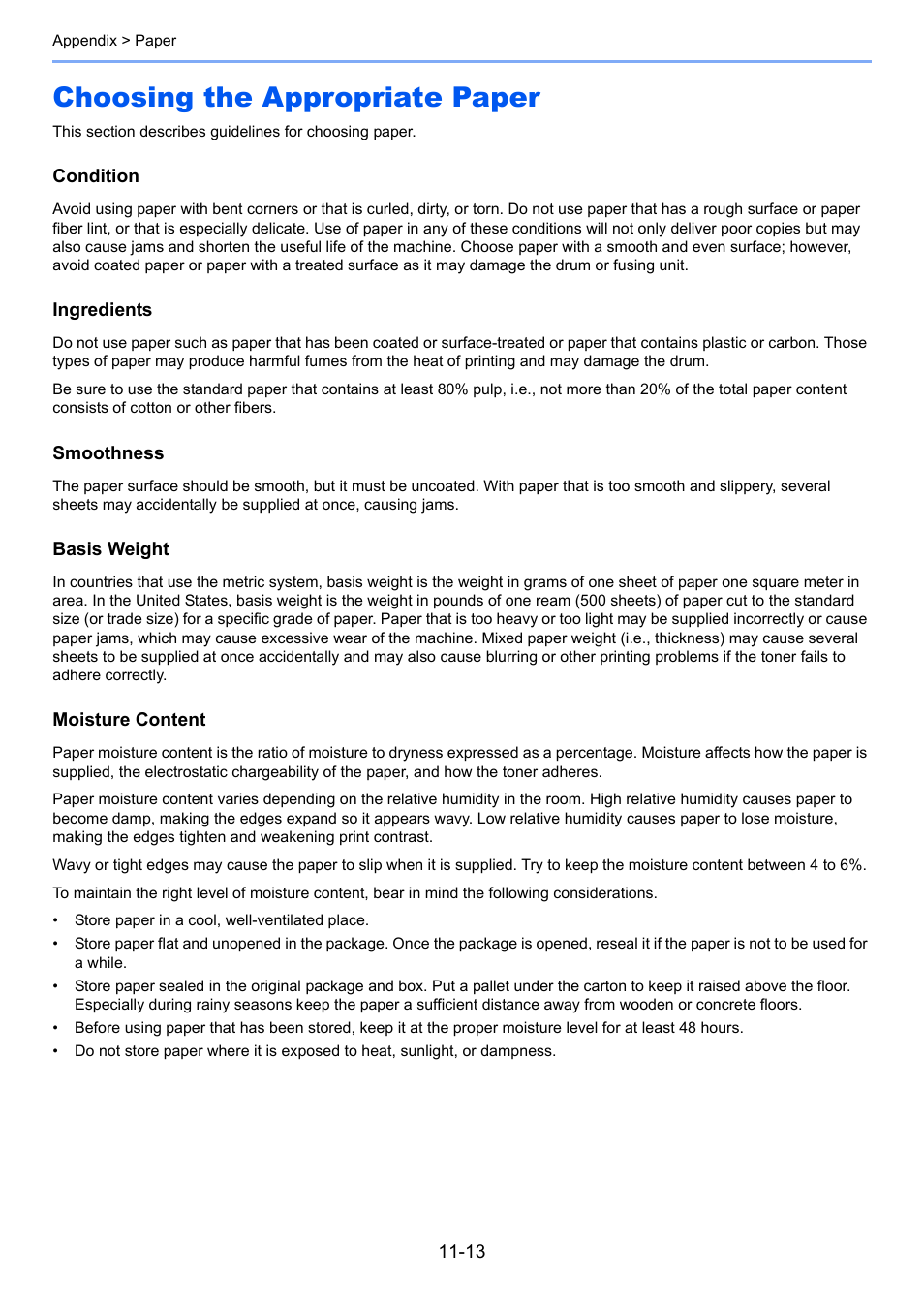 Choosing the appropriate paper, Choosing the appropriate paper -13 | Kyocera Taskalfa 3511i User Manual | Page 579 / 610