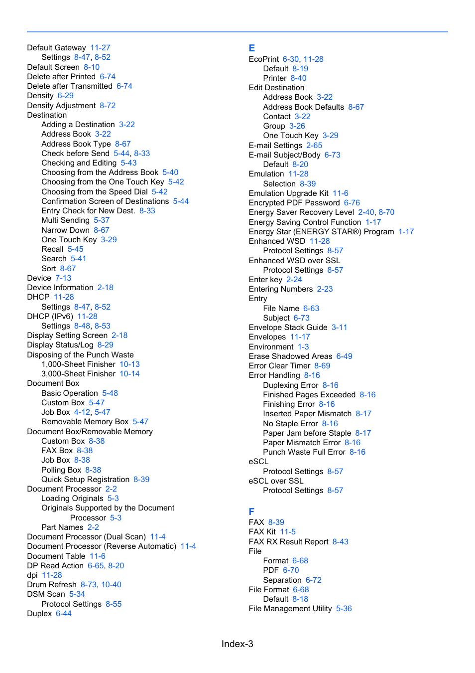 Index-3 | Kyocera Taskalfa 3511i User Manual | Page 600 / 610