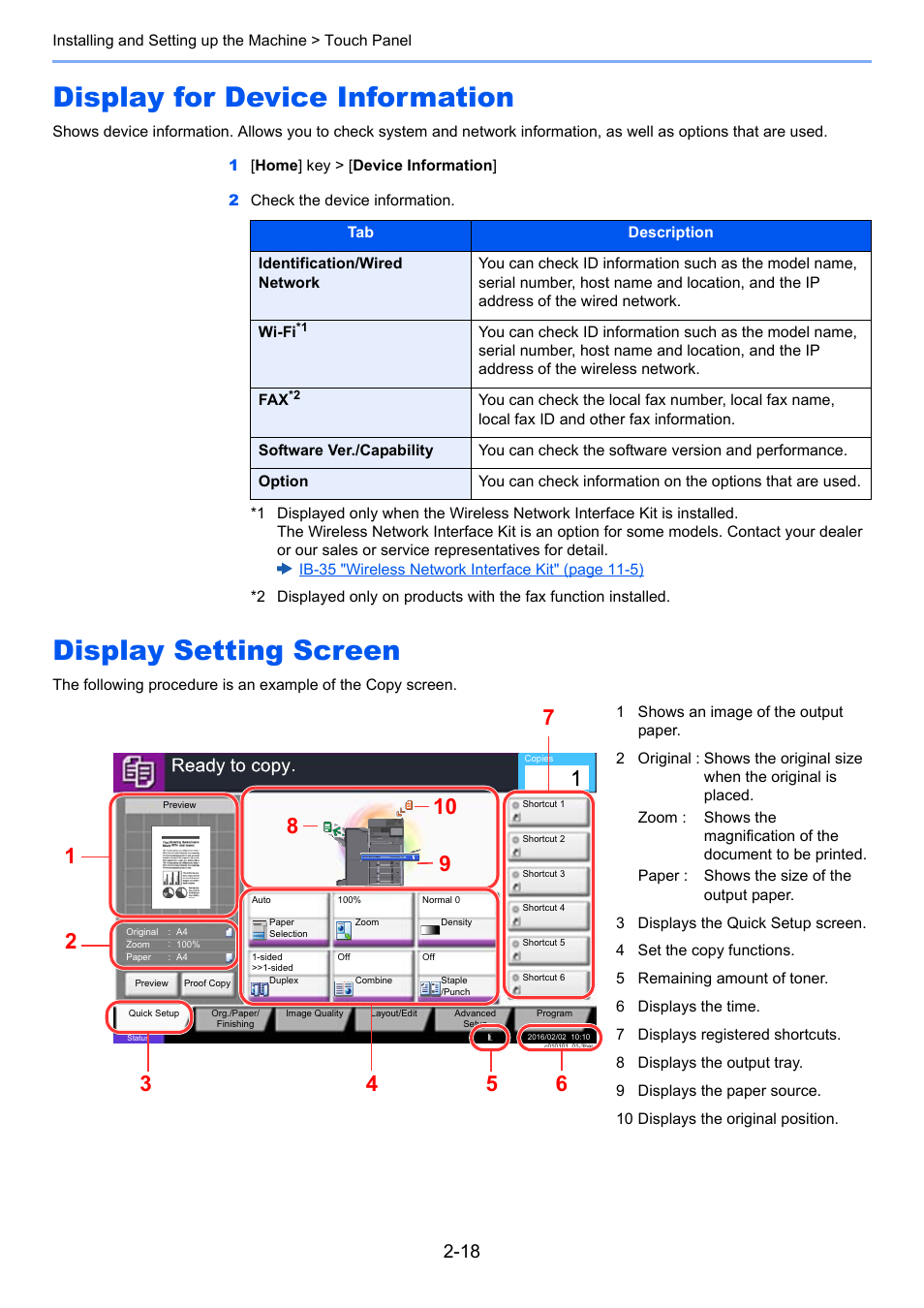 Display for device information, Display setting screen | Kyocera Taskalfa 3511i User Manual | Page 83 / 610