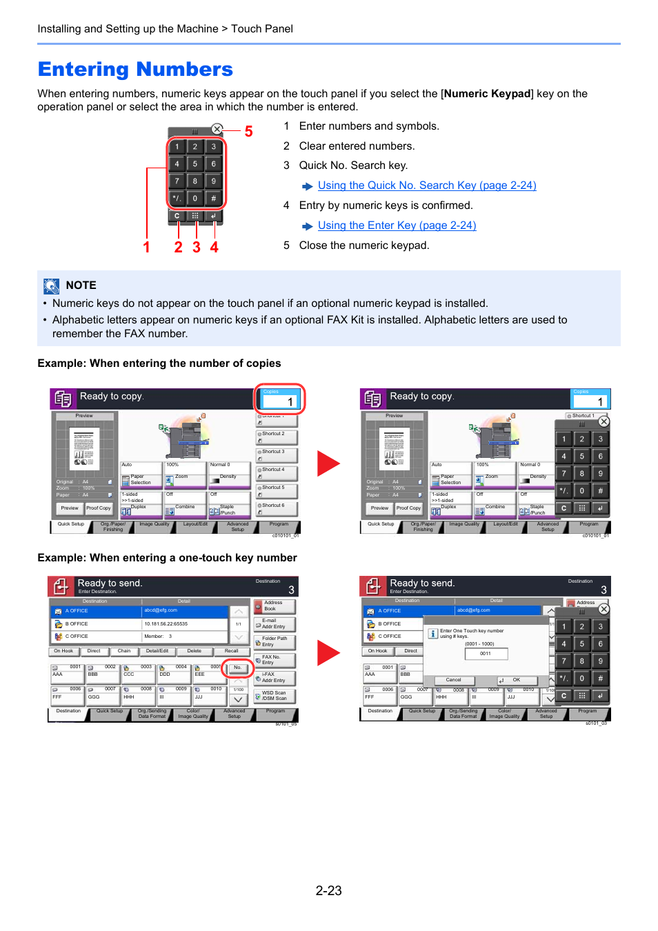 Entering numbers, Entering numbers -23 | Kyocera Taskalfa 3511i User Manual | Page 88 / 610