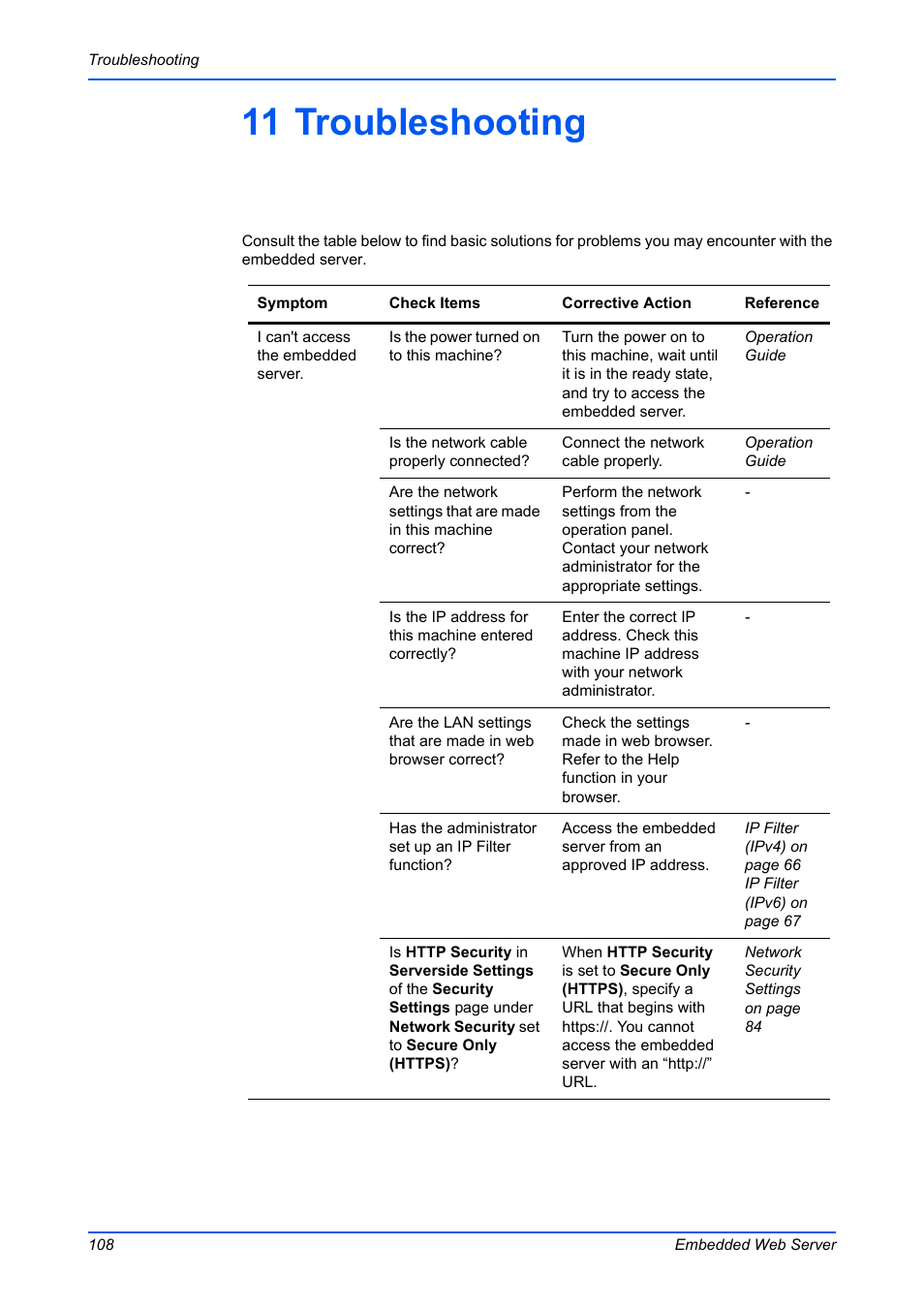 11 troubleshooting | Kyocera Command Center RX User Manual | Page 112 / 118