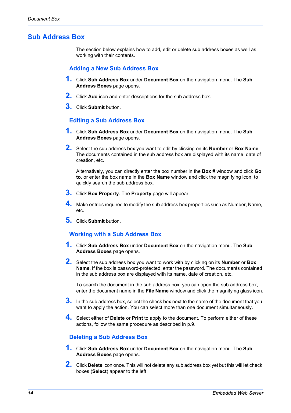 Sub address box | Kyocera Command Center RX User Manual | Page 18 / 118