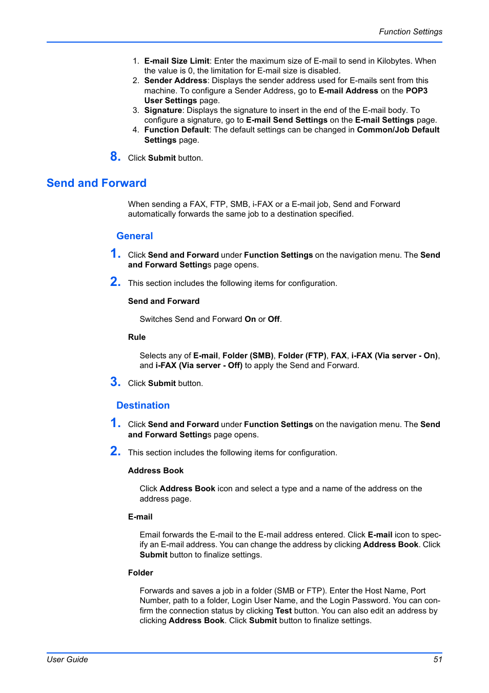 Send and forward | Kyocera Command Center RX User Manual | Page 55 / 118