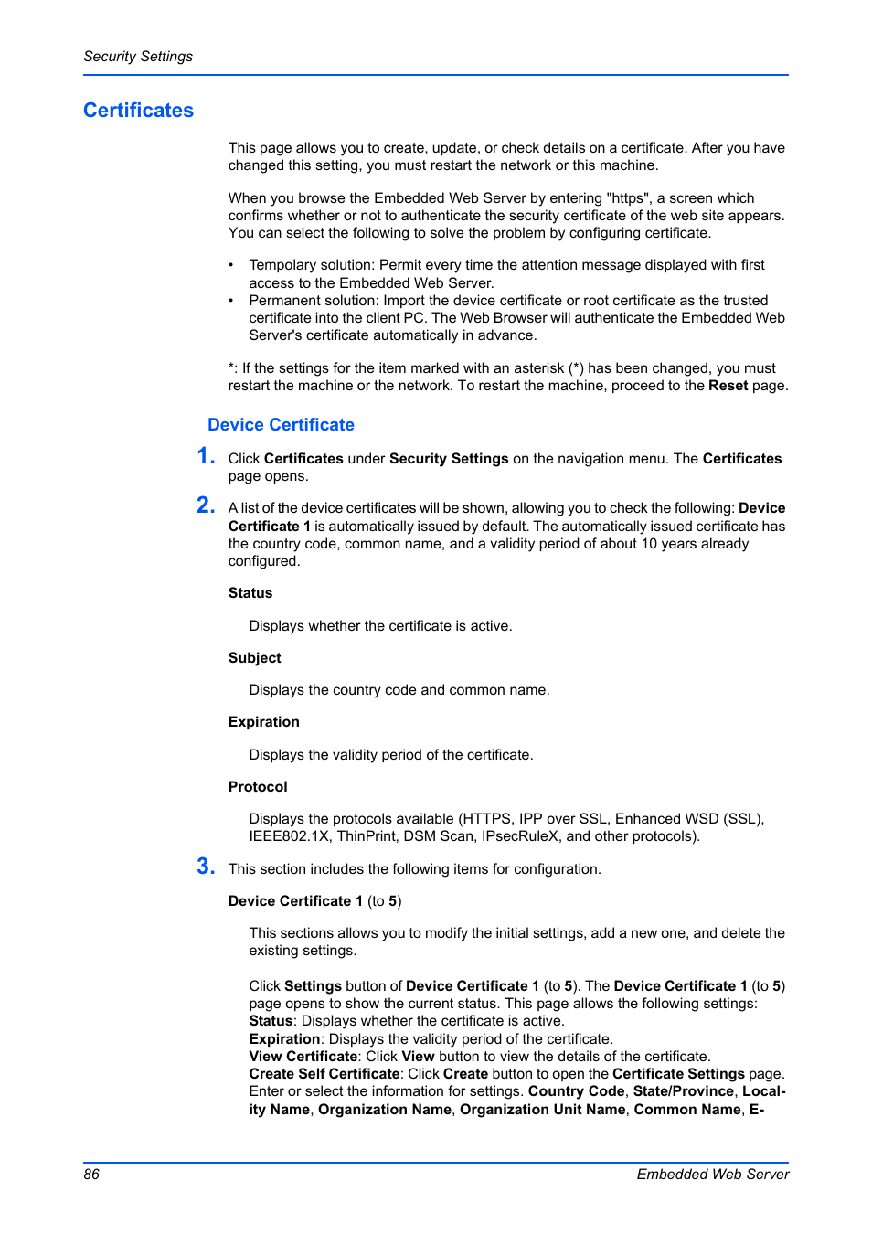 Certificates | Kyocera Command Center RX User Manual | Page 90 / 118