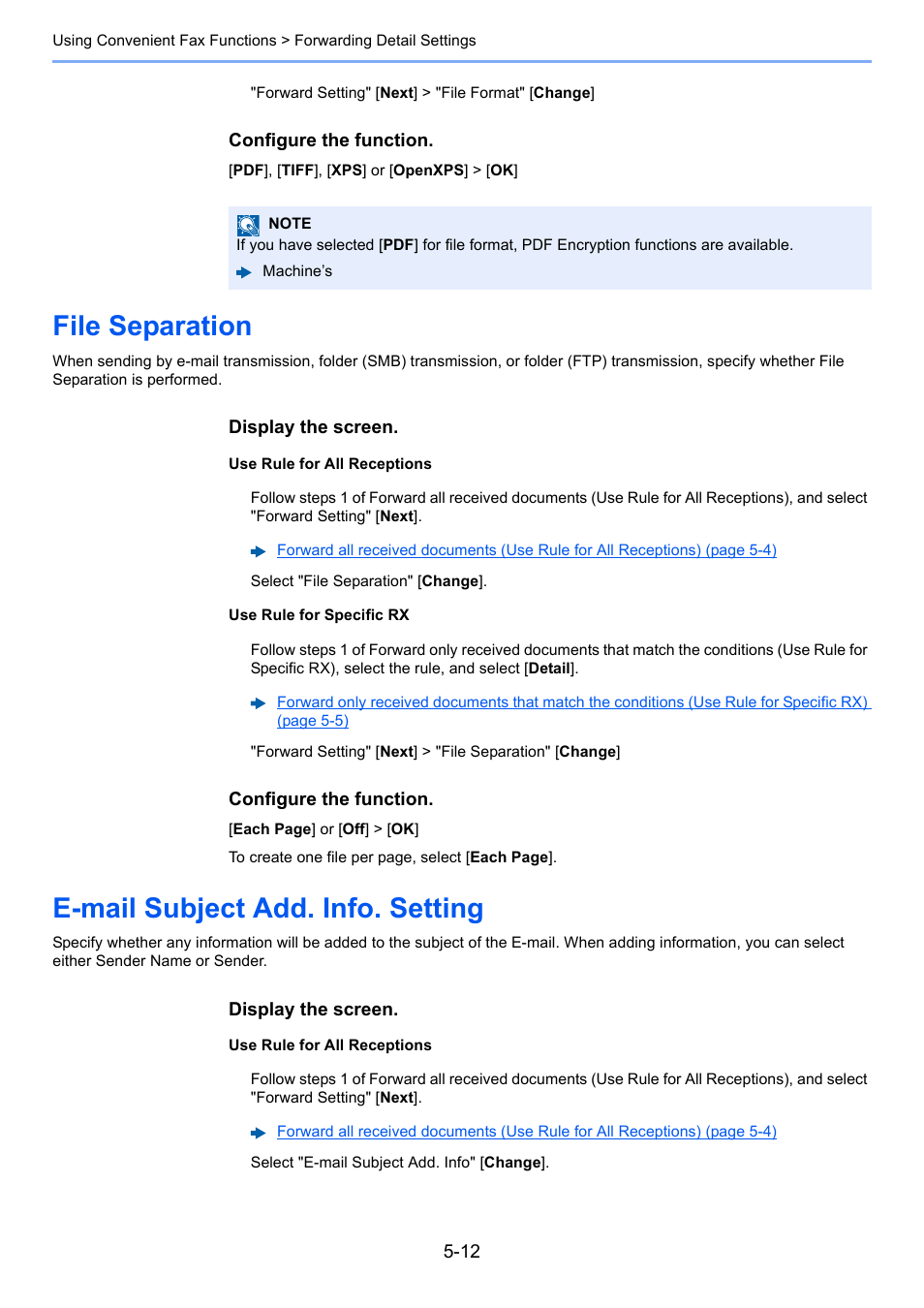 File separation, E-mail subject add. info. setting | Kyocera FAX System 12 User Manual | Page 100 / 258