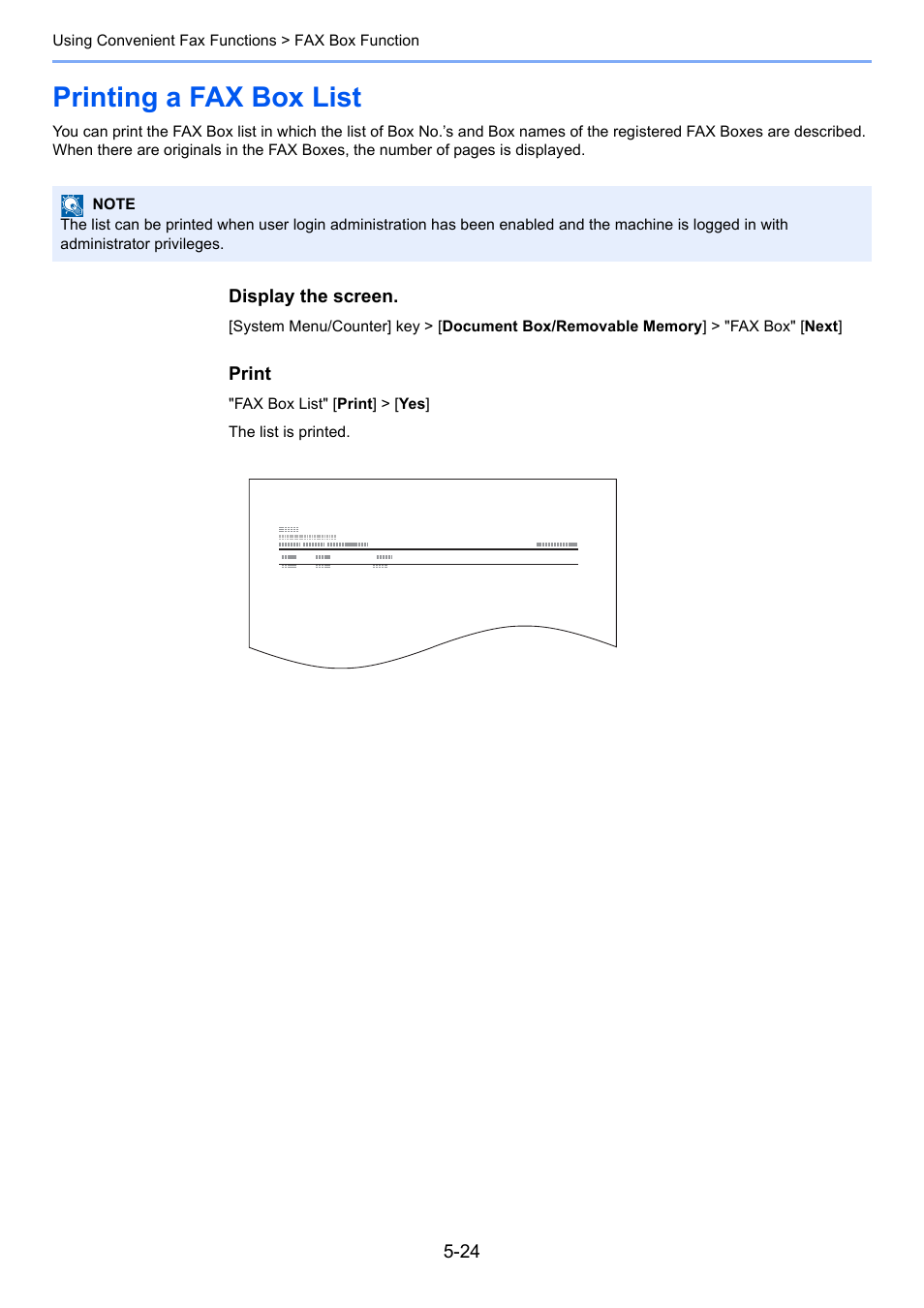Printing a fax box list, Printing a fax box list -24 | Kyocera FAX System 12 User Manual | Page 112 / 258