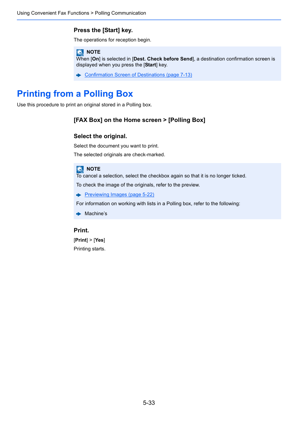 Printing from a polling box, Printing from a polling box -33 | Kyocera FAX System 12 User Manual | Page 121 / 258