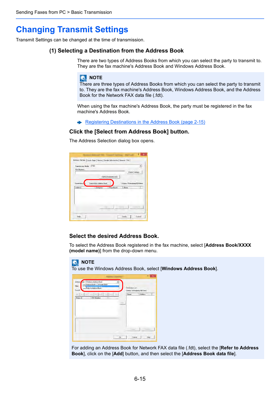 Changing transmit settings, Changing transmit settings -15 | Kyocera FAX System 12 User Manual | Page 150 / 258