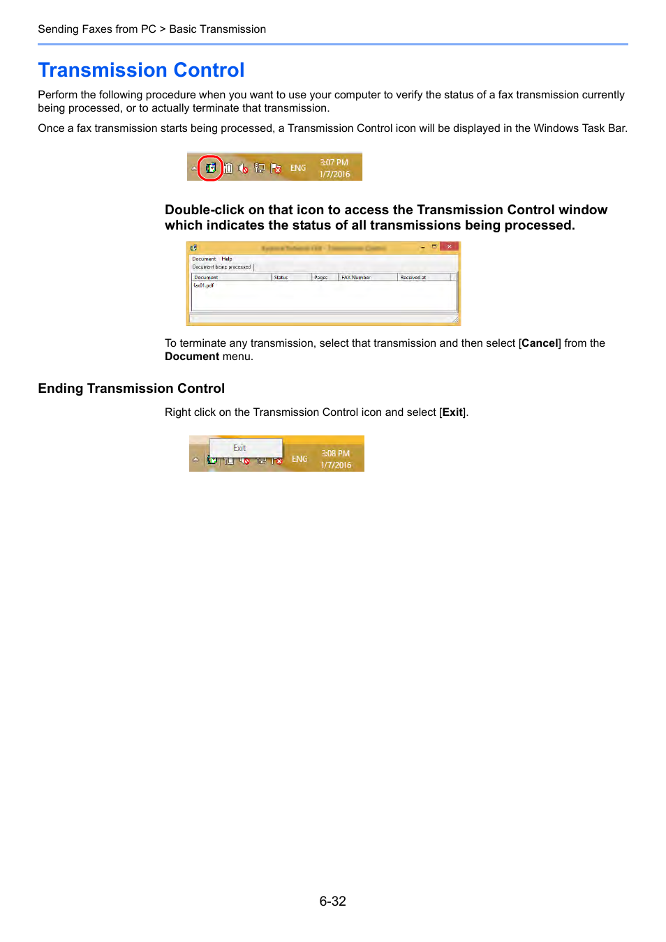 Transmission control, Transmission control -32 | Kyocera FAX System 12 User Manual | Page 167 / 258