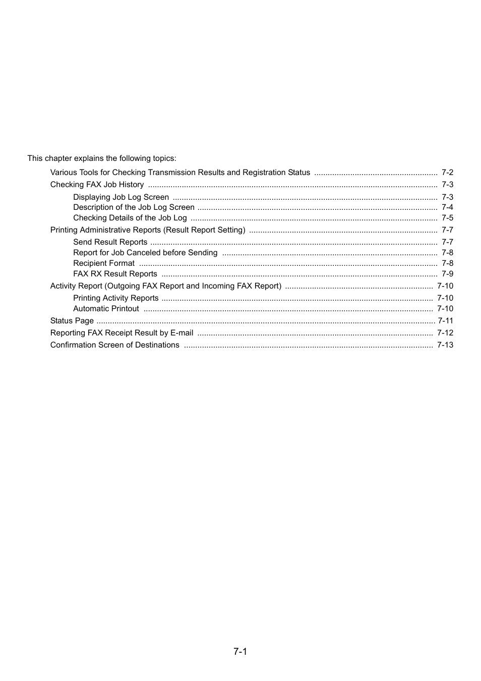 7 managing jobs, Managing jobs -1, Managing jobs | 7managing jobs | Kyocera FAX System 12 User Manual | Page 168 / 258