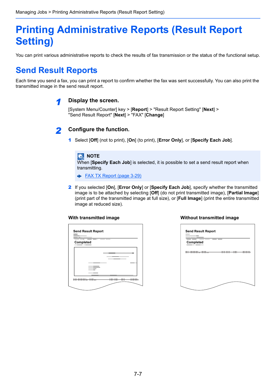 Send result reports, Send result reports -7 | Kyocera FAX System 12 User Manual | Page 174 / 258