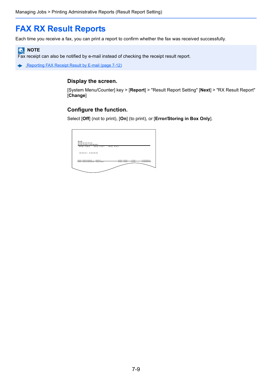 Fax rx result reports, Fax rx result reports -9 | Kyocera FAX System 12 User Manual | Page 176 / 258
