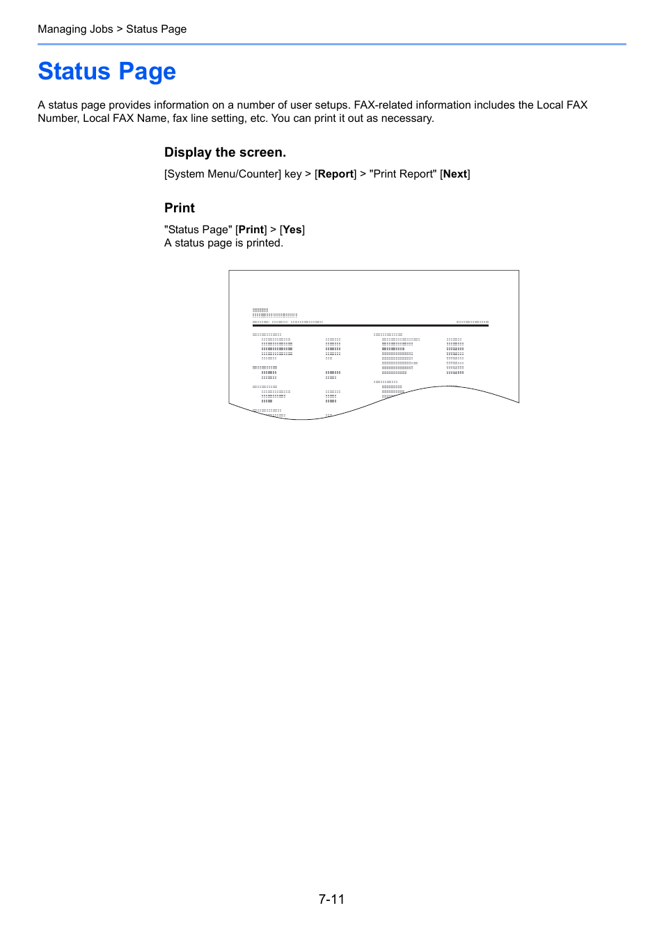 Status page | Kyocera FAX System 12 User Manual | Page 178 / 258