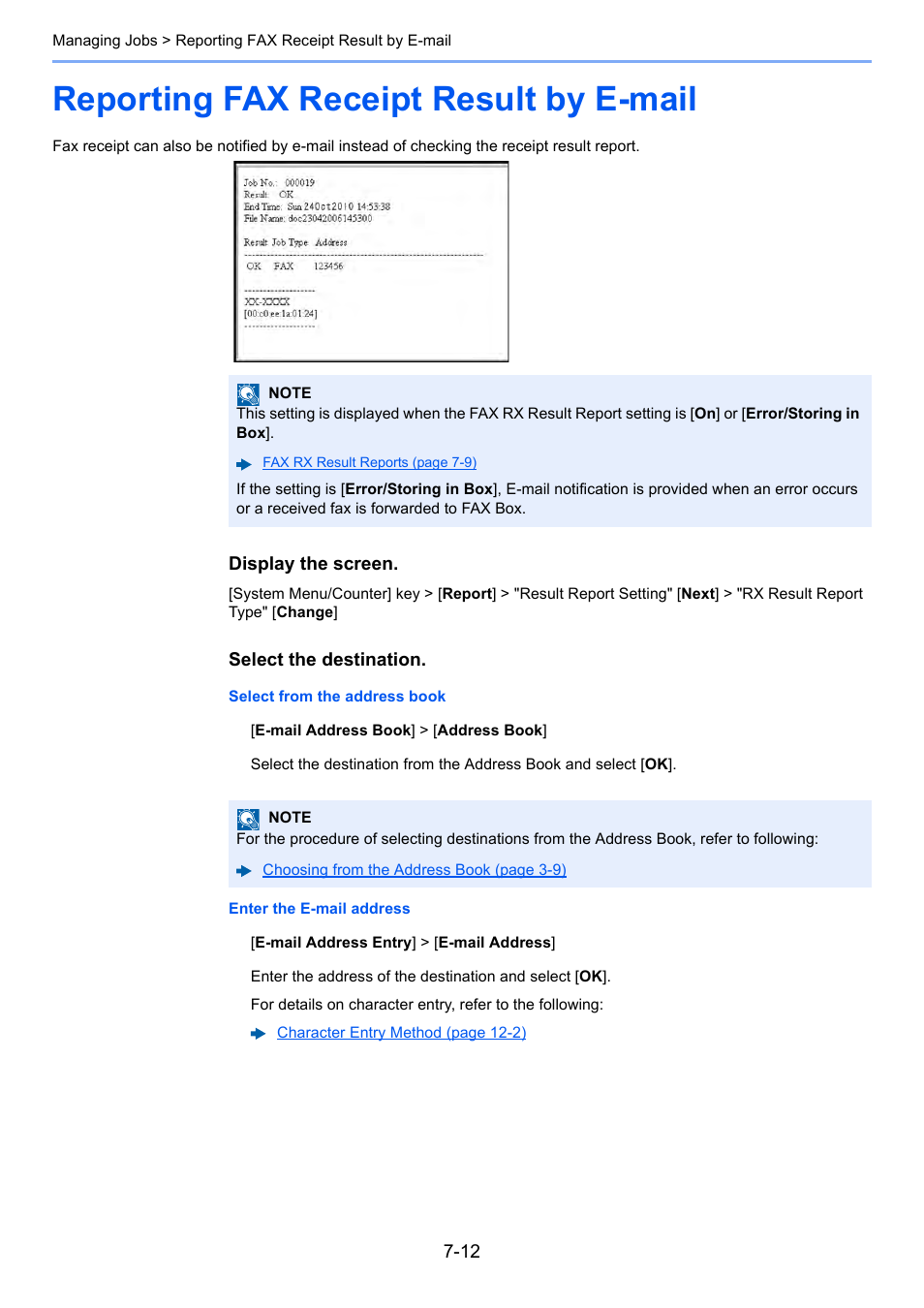 Reporting fax receipt result by e-mail, Reporting fax receipt result by e-mail -12 | Kyocera FAX System 12 User Manual | Page 179 / 258