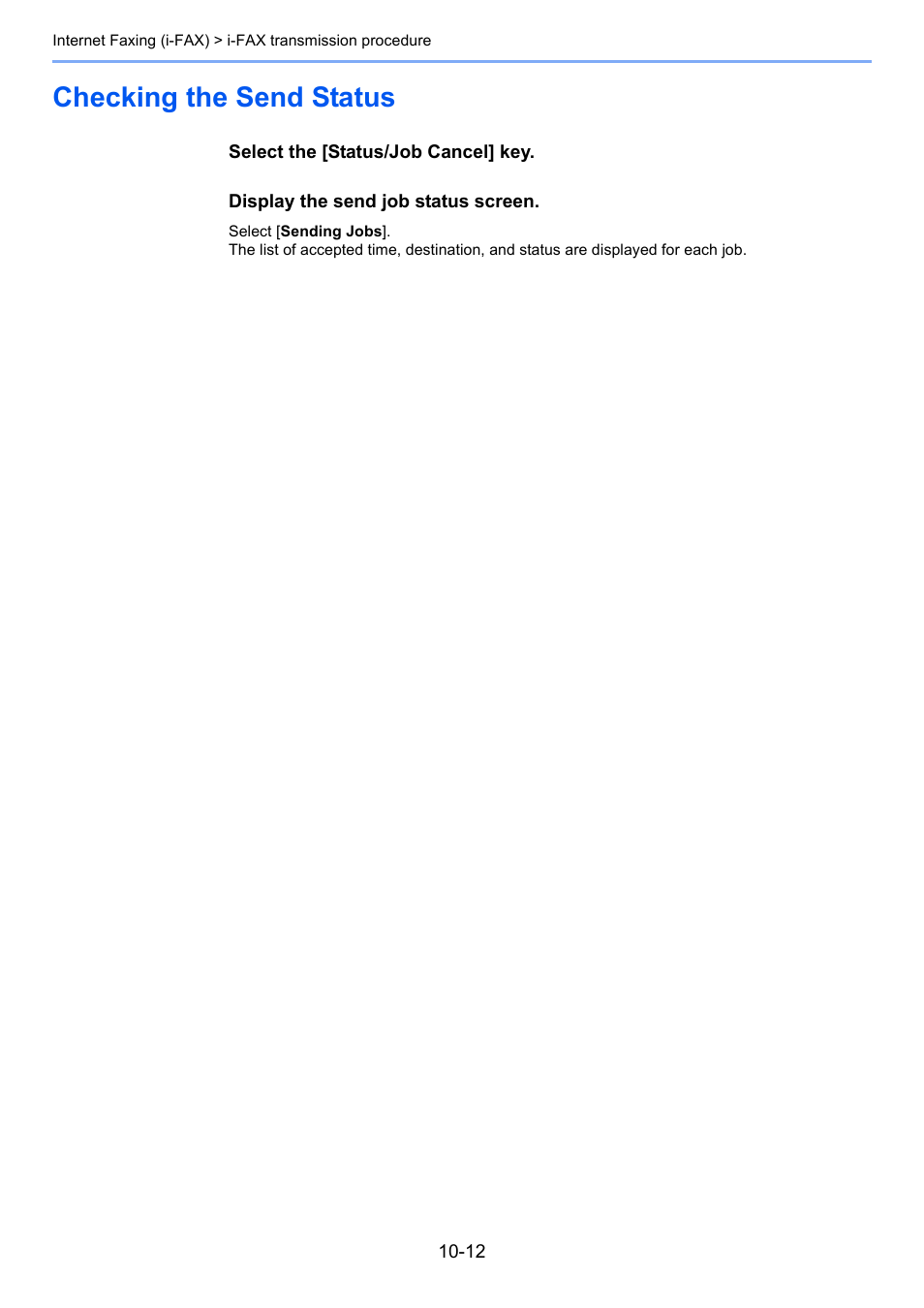 Checking the send status, Checking the send status -12 | Kyocera FAX System 12 User Manual | Page 222 / 258