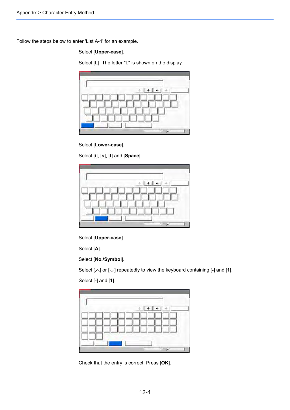 Entering characters, Entering characters -4, Appendix > character entry method | Kyocera FAX System 12 User Manual | Page 239 / 258