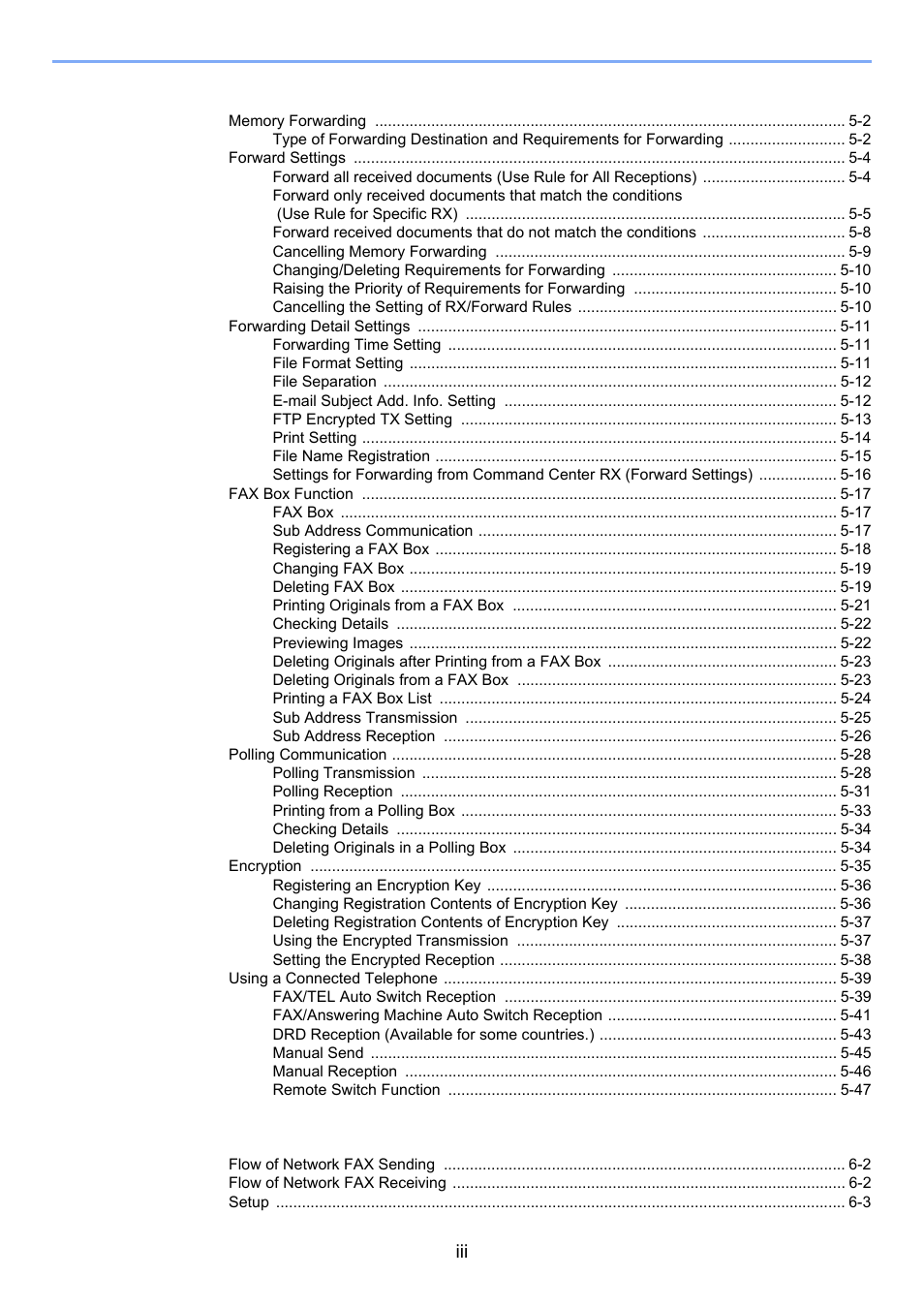 5using convenient fax functions -1, 6sending faxes from pc -1 | Kyocera FAX System 12 User Manual | Page 4 / 258