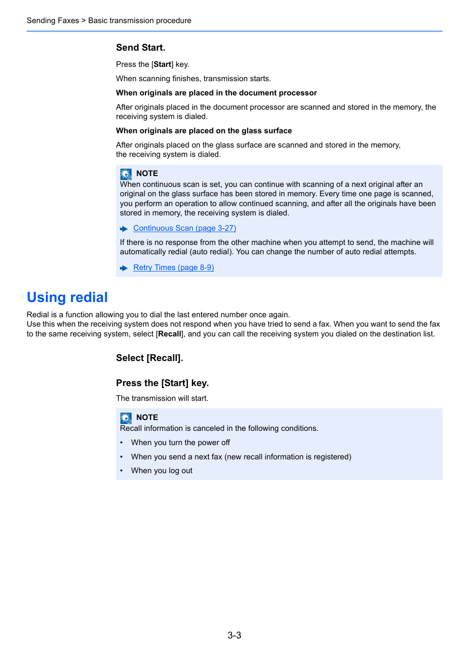 Using redial, Using redial -3 | Kyocera FAX System 12 User Manual | Page 48 / 258