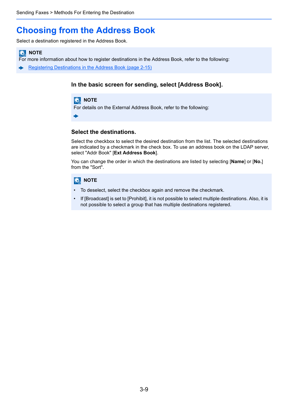 Choosing from the address book, Choosing from the address book -9 | Kyocera FAX System 12 User Manual | Page 54 / 258