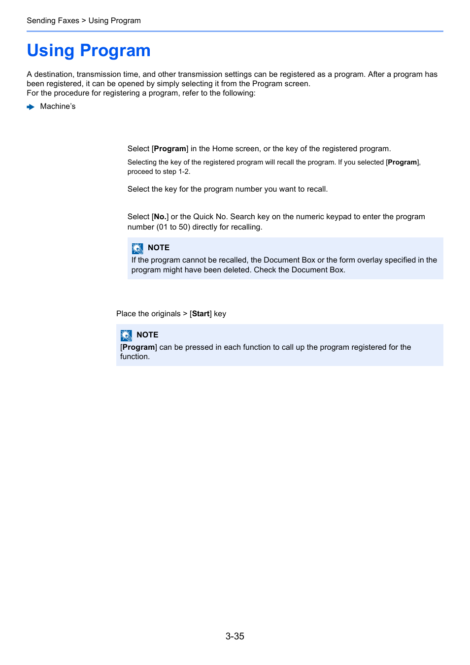 Using program, Using program -35 | Kyocera FAX System 12 User Manual | Page 80 / 258