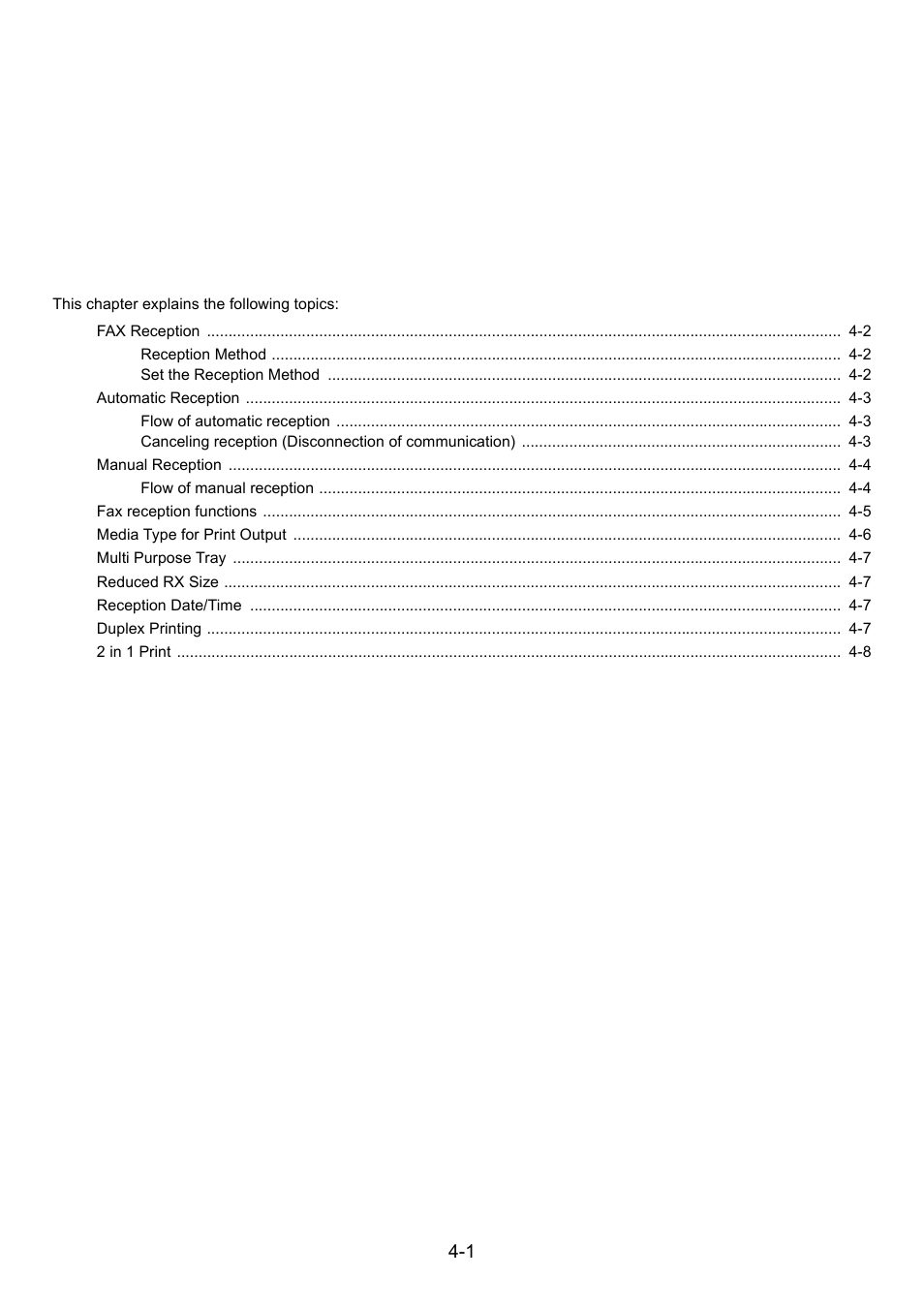 4 receiving faxes, Receiving faxes -1, Receiving faxes | 4receiving faxes | Kyocera FAX System 12 User Manual | Page 81 / 258