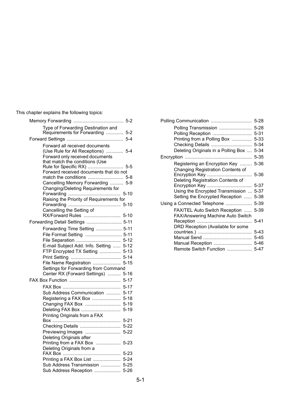 5 using convenient fax functions, Using convenient fax functions -1, Using convenient fax functions | 5using convenient fax functions | Kyocera FAX System 12 User Manual | Page 89 / 258