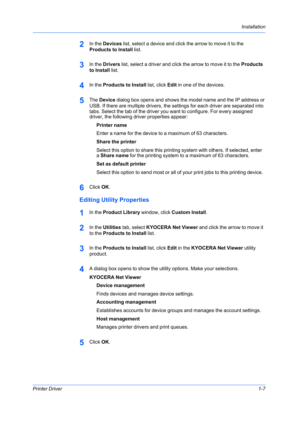 Editing utility properties, Editing utility properties -7 | Kyocera Ecosys m2040dn User Manual | Page 13 / 93