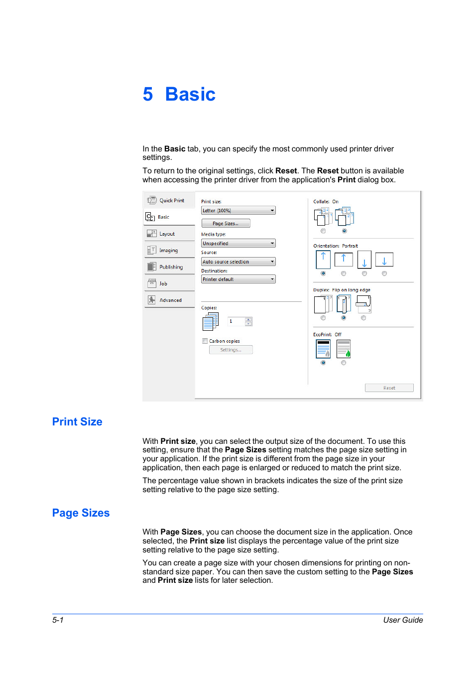 5 basic, Print size | Kyocera Ecosys m2040dn User Manual | Page 48 / 93