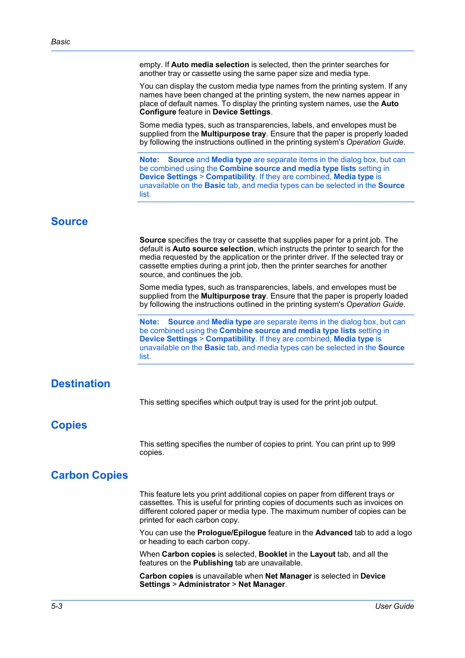 Source, Destination, Copies | Carbon copies | Kyocera Ecosys m2040dn User Manual | Page 50 / 93