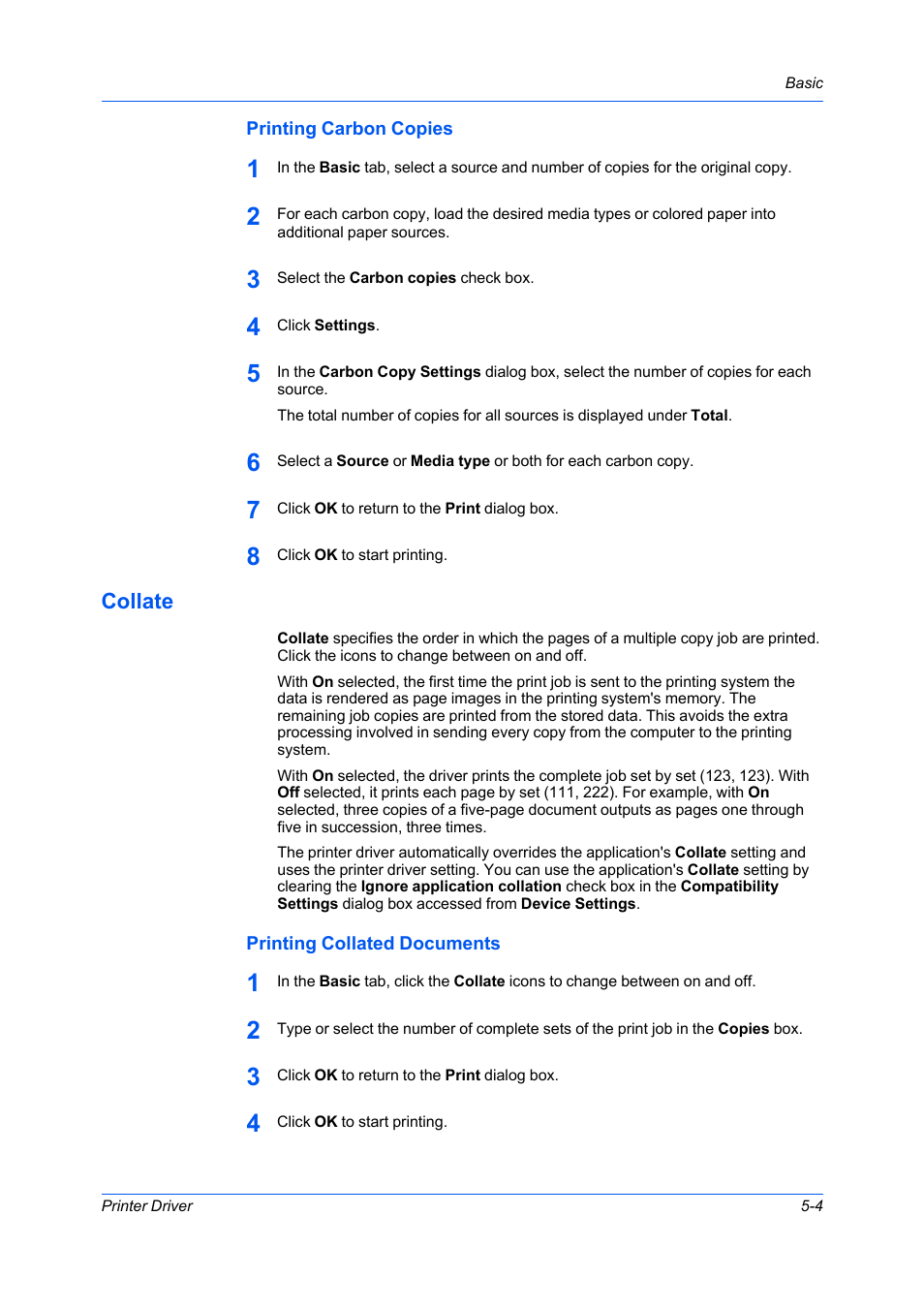Printing carbon copies, Collate, Printing collated documents | Collate -2, Printing carbon copies -4, Collate -4, Printing collated documents -4 | Kyocera Ecosys m2040dn User Manual | Page 51 / 93