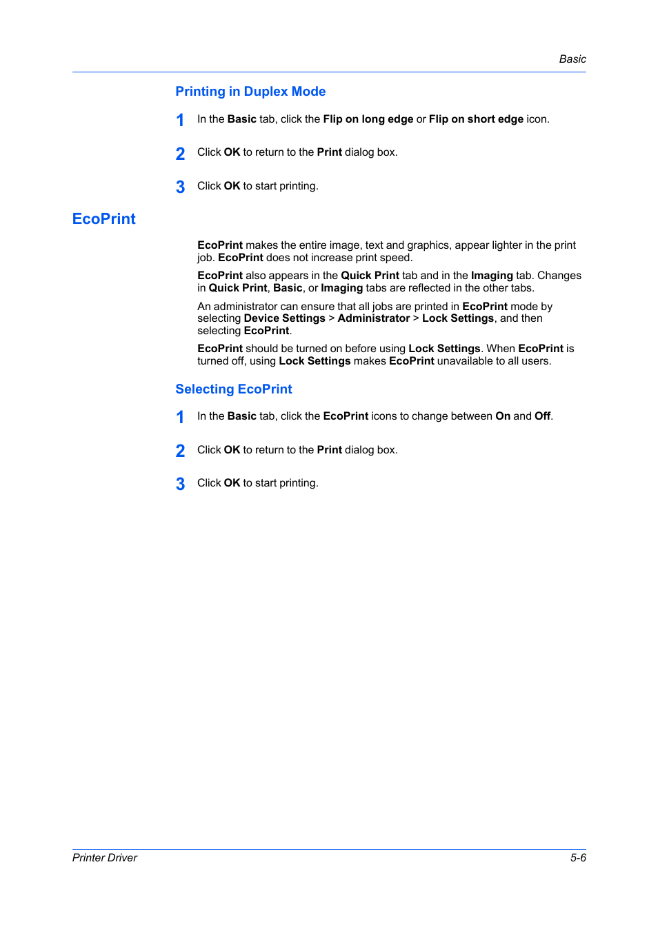 Printing in duplex mode, Ecoprint, Selecting ecoprint | Printing in duplex mode -6, Ecoprint -6, Selecting ecoprint -6 | Kyocera Ecosys m2040dn User Manual | Page 53 / 93