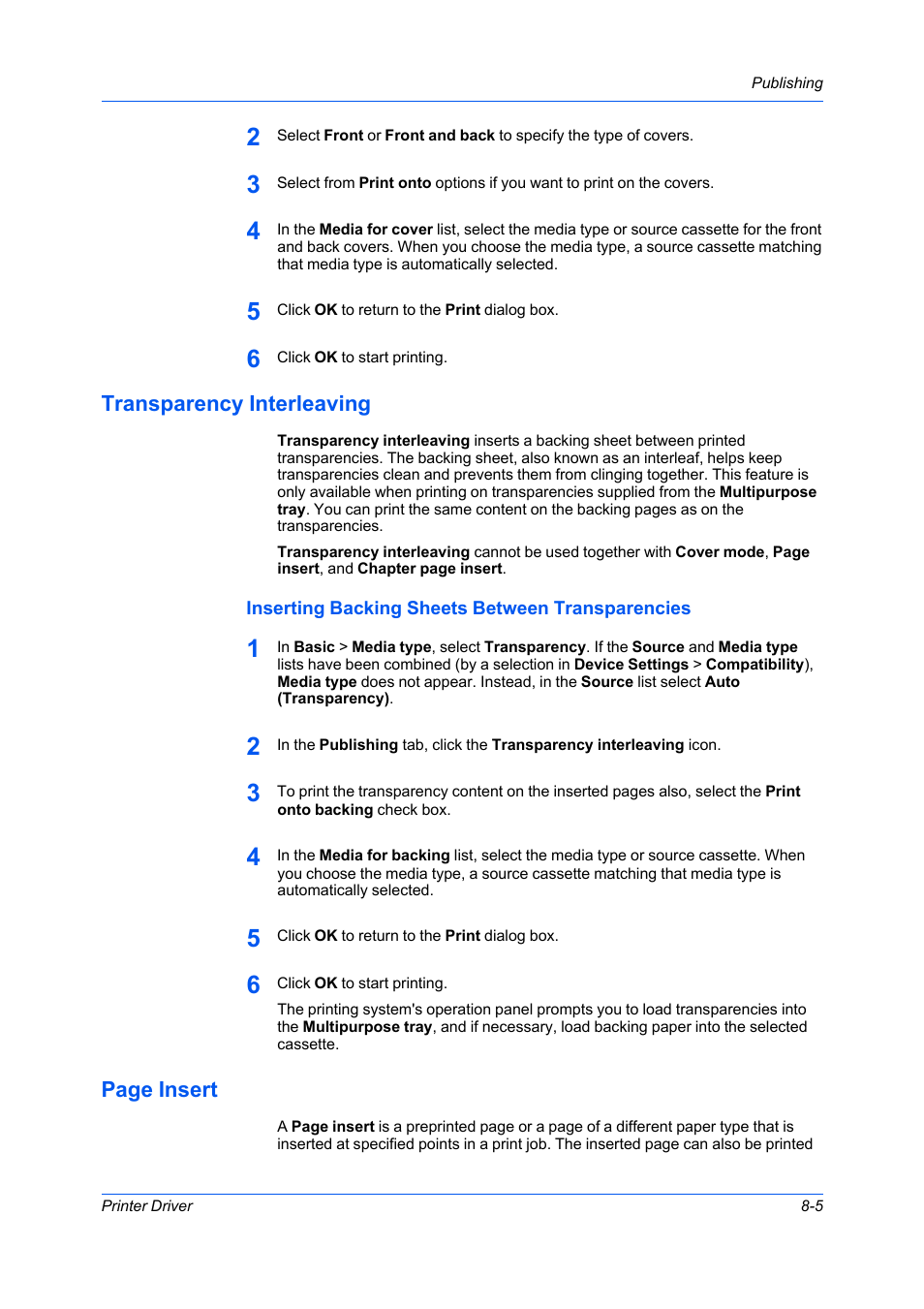 Transparency interleaving, Inserting backing sheets between transparencies, Transparency interleaving -5 | Inserting backing sheets between transparencies -5 | Kyocera Ecosys m2040dn User Manual | Page 71 / 93