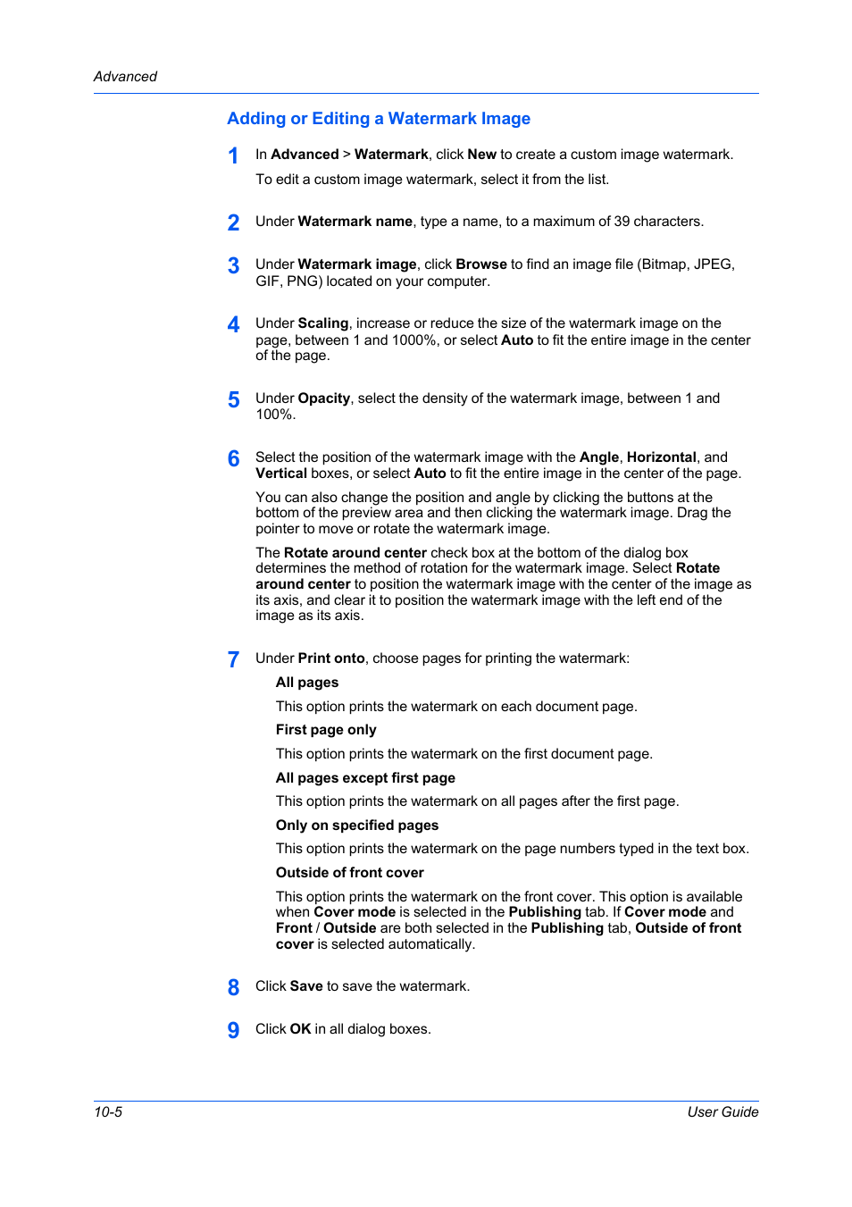 Adding or editing a watermark image, Adding or editing a watermark image -5 | Kyocera Ecosys m2040dn User Manual | Page 86 / 93
