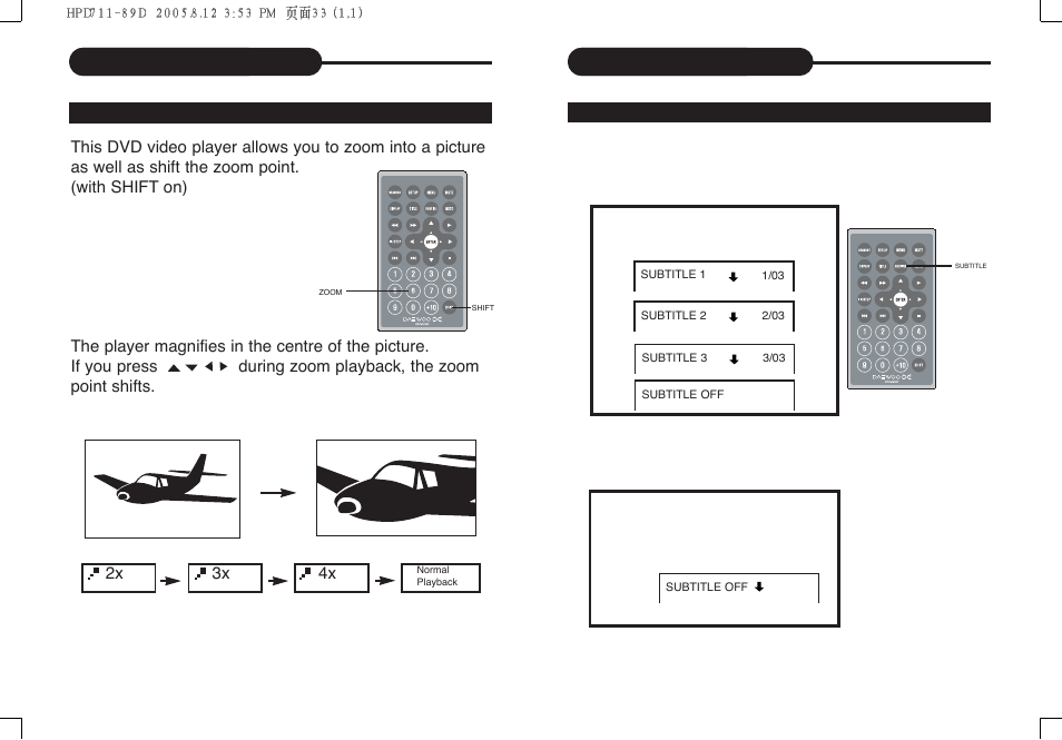 Selecting subtitles, Zooming a picture | Daewoo DPC - 7400P User Manual | Page 18 / 30