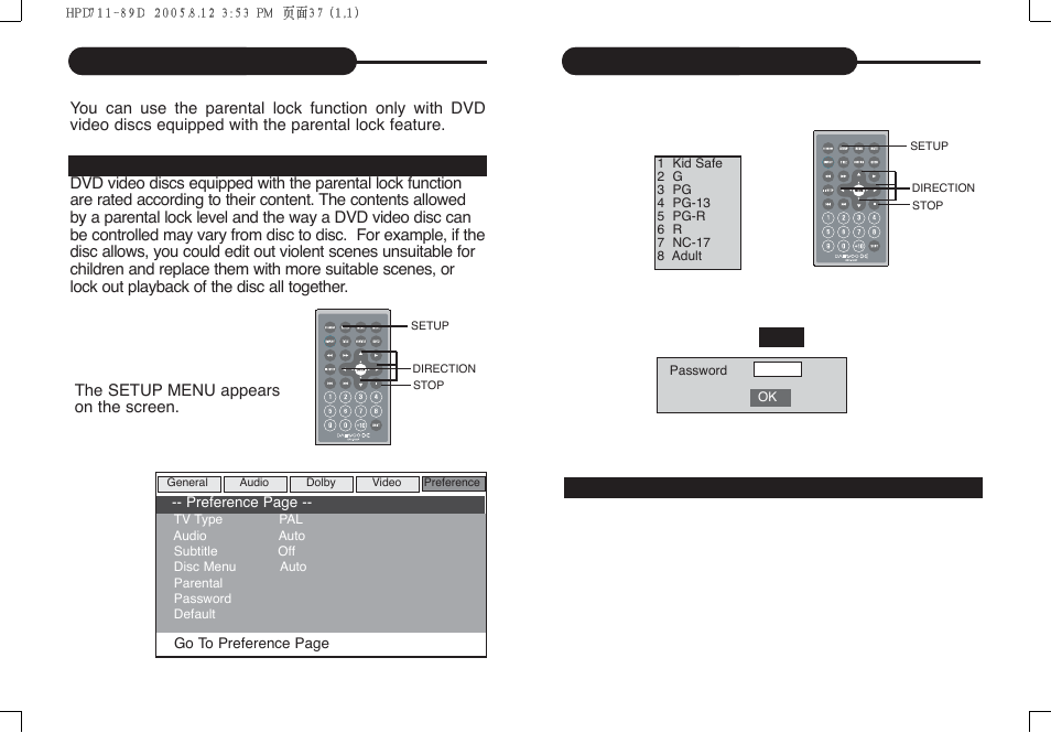 Setting the parental lock | Daewoo DPC - 7400P User Manual | Page 20 / 30