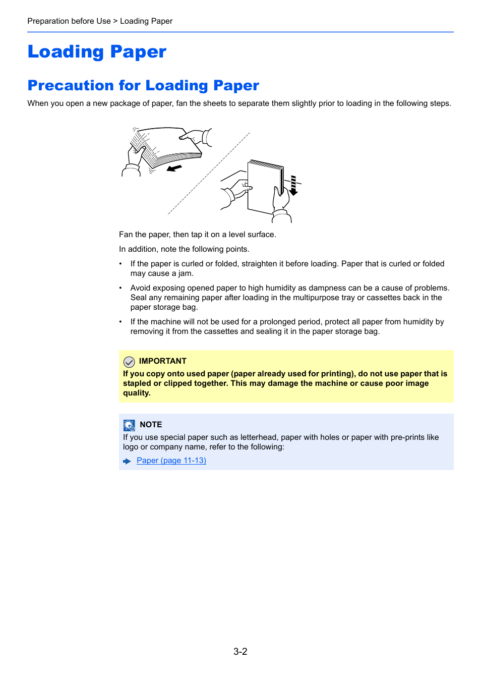 Loading paper, Precaution for loading paper, Loading paper -2 | Precaution for loading paper -2 | Kyocera Ecosys m2040dn User Manual | Page 111 / 410