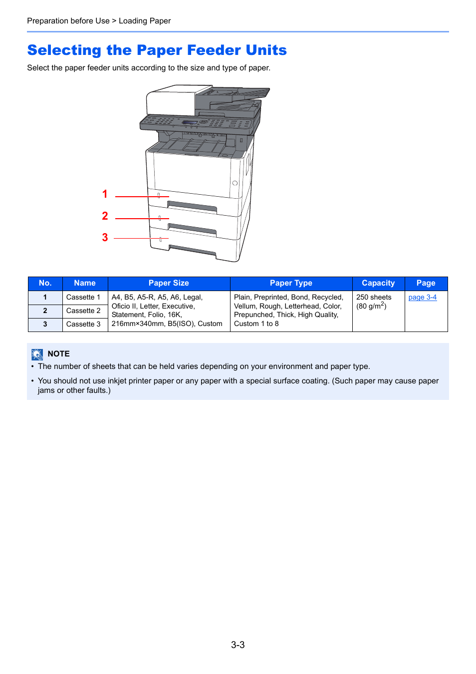 Selecting the paper feeder units, Selecting the paper feeder units -3 | Kyocera Ecosys m2040dn User Manual | Page 112 / 410