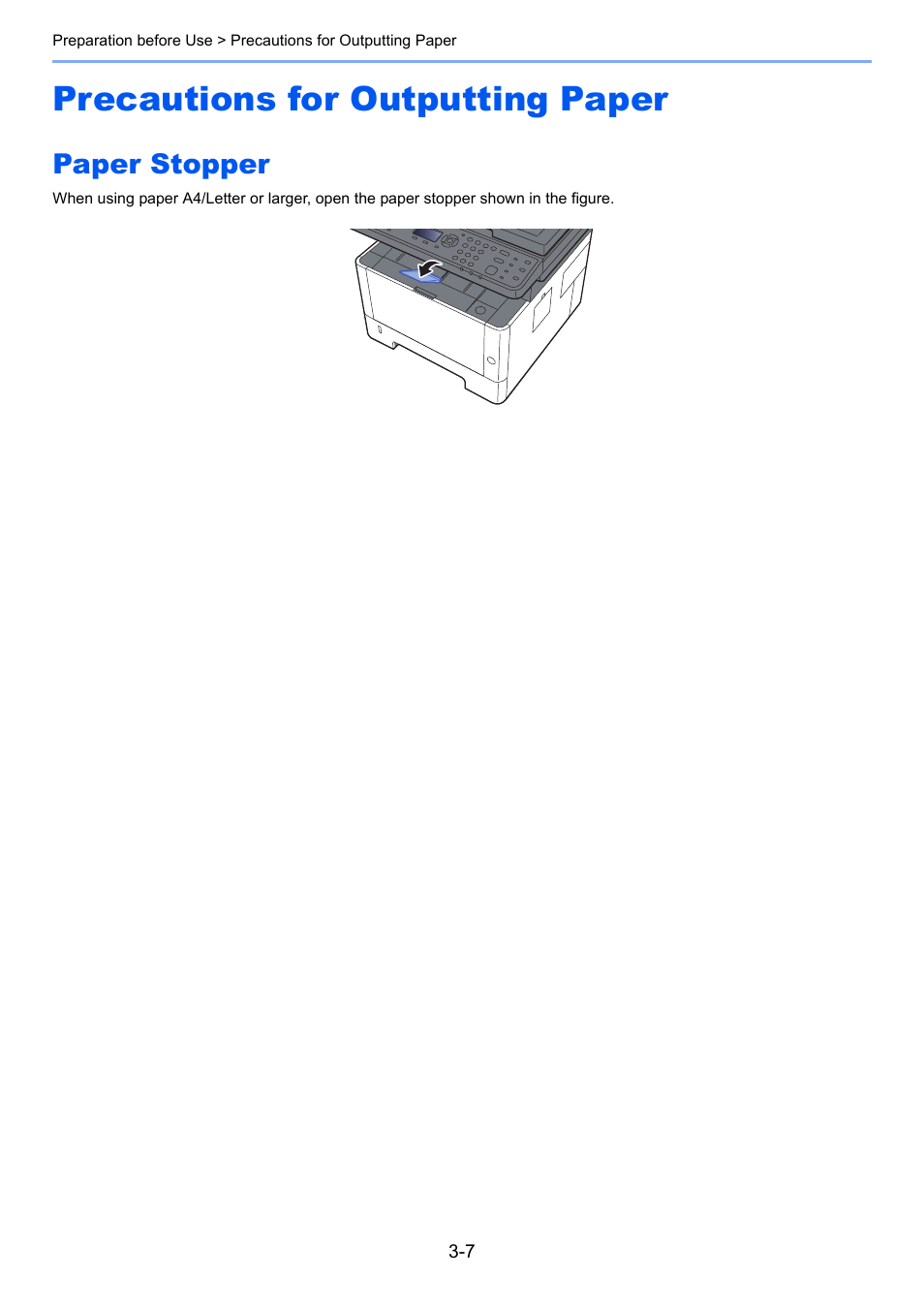 Precautions for outputting paper, Paper stopper, Precautions for outputting paper -7 | Paper stopper -7 | Kyocera Ecosys m2040dn User Manual | Page 116 / 410