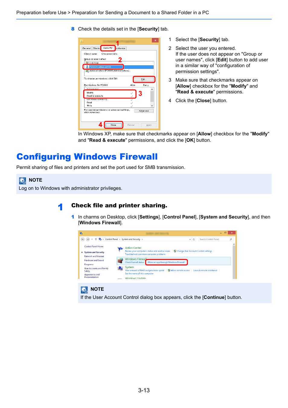 Configuring windows firewall, Configuring windows firewall -13 | Kyocera Ecosys m2040dn User Manual | Page 122 / 410