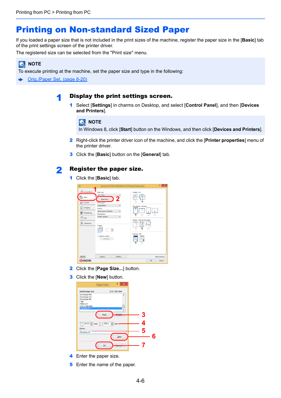 Printing on non-standard sized paper, Printing on non-standard sized paper -6 | Kyocera Ecosys m2040dn User Manual | Page 141 / 410