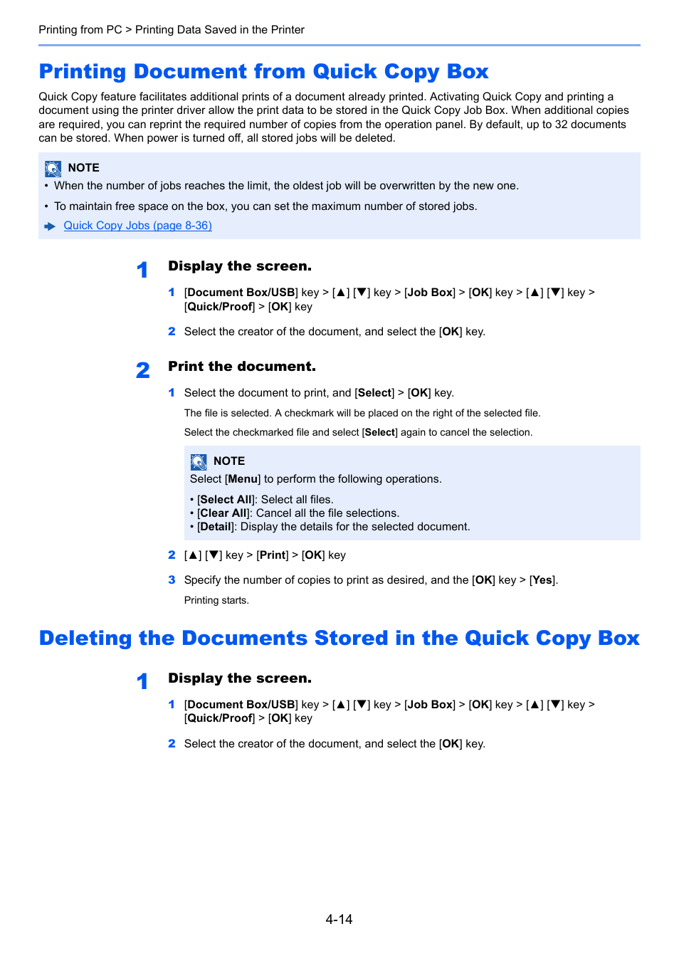 Printing document from quick copy box | Kyocera Ecosys m2040dn User Manual | Page 149 / 410