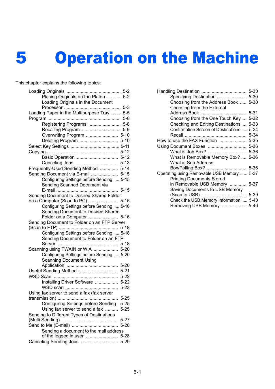 5 operation on the machine, Operation on the machine -1, Operation on the machine | 5operation on the machine | Kyocera Ecosys m2040dn User Manual | Page 161 / 410