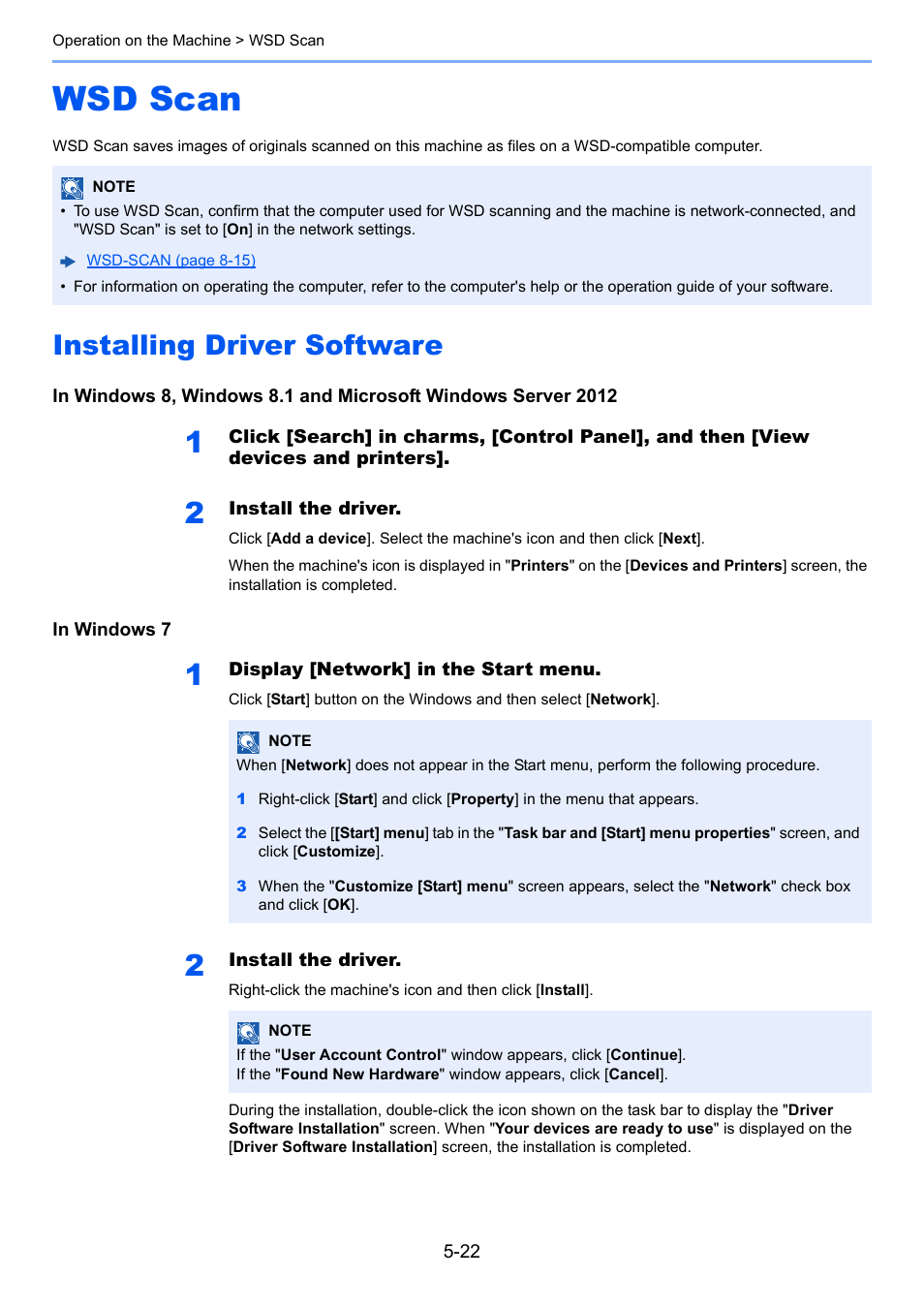 Wsd scan, Installing driver software, Wsd scan -22 | Installing driver software -22 | Kyocera Ecosys m2040dn User Manual | Page 182 / 410