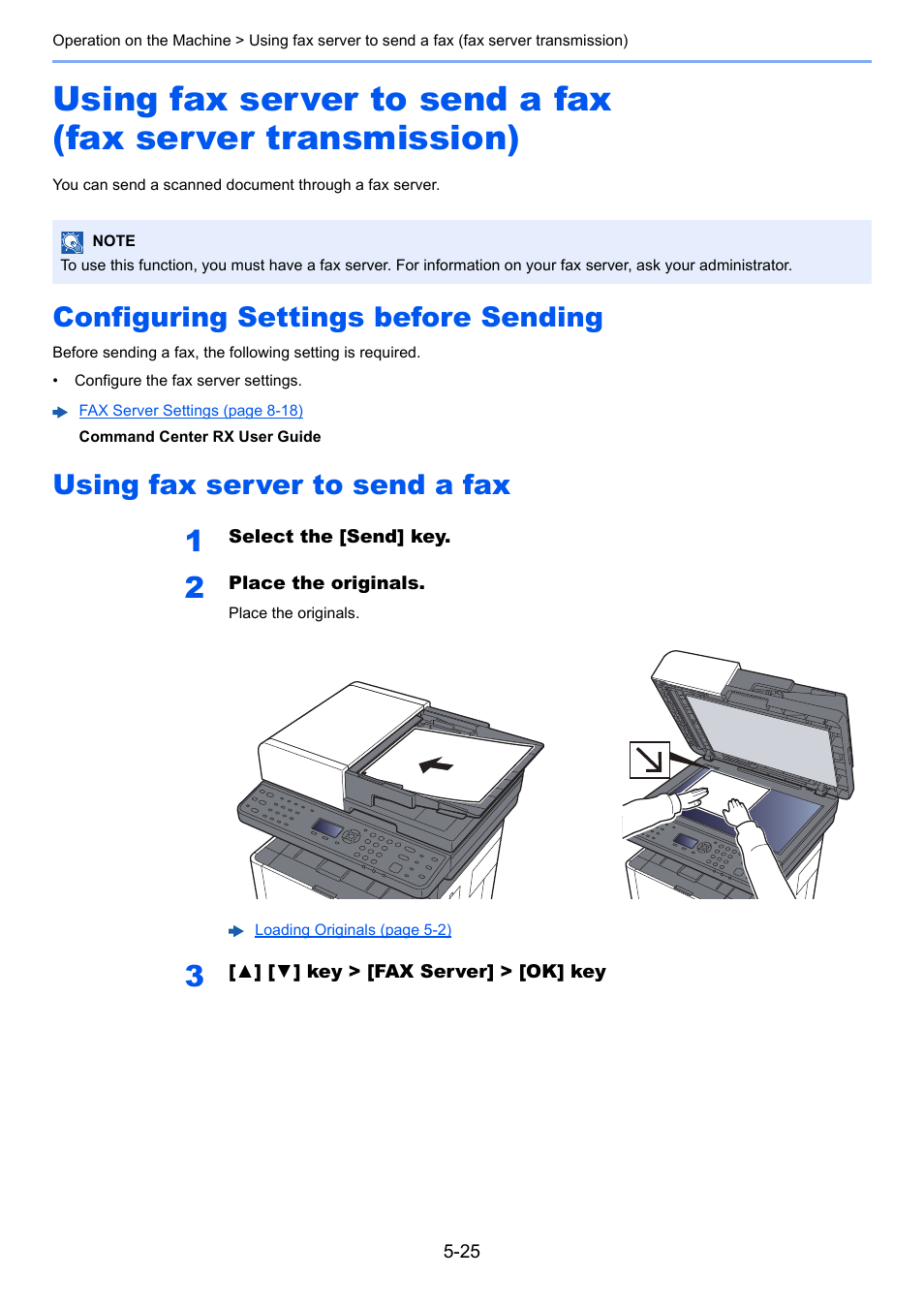 Configuring settings before sending, Using fax server to send a fax, X server | Using fax server to send a fax (fax server, Transmission) -25 | Kyocera Ecosys m2040dn User Manual | Page 185 / 410