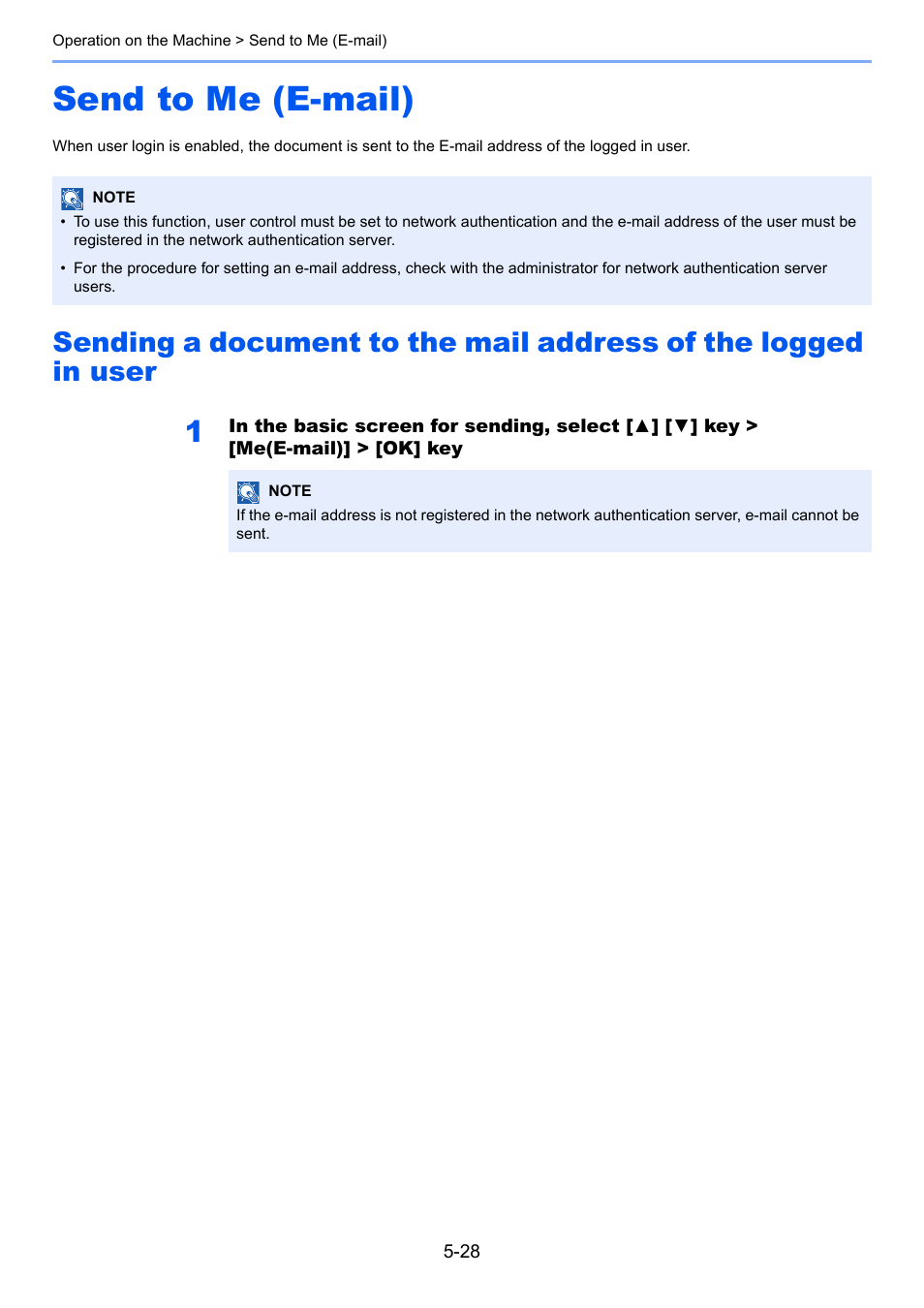 Send to me (e-mail), Send to me (e-mail) -28, Sending a document to the mail address | Of the logged in user -28 | Kyocera Ecosys m2040dn User Manual | Page 188 / 410