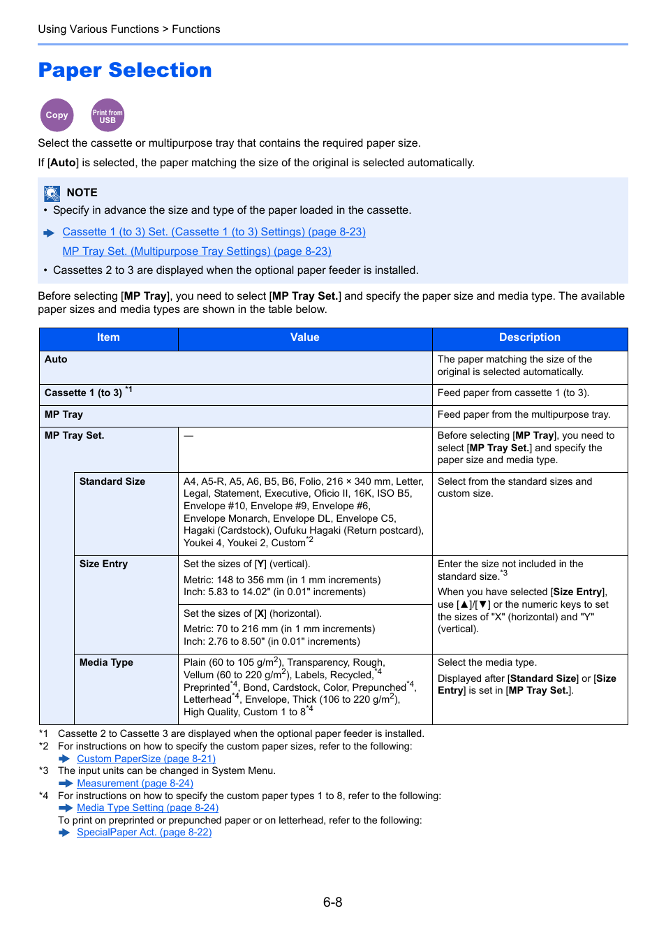 Paper selection, Paper selection -8 | Kyocera Ecosys m2040dn User Manual | Page 208 / 410